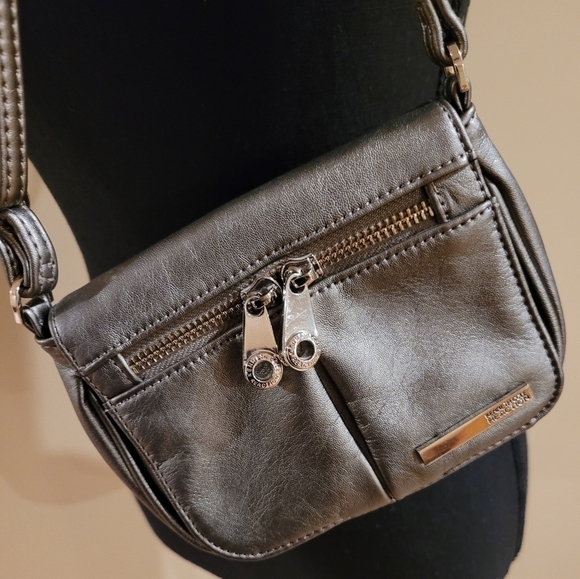KENNETH COLE REACTION Small Crossbody Bag, Vegan, Metallic Pewter - Picture 1 of 11